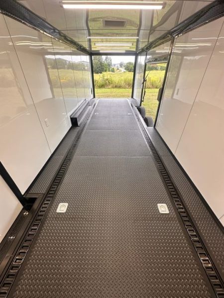 New 2027 8.5x28 Race Trailer - Finished Interior- 7000lb Spread Torsion - Recessed E-Track-Full Escape Door-Removable Fender