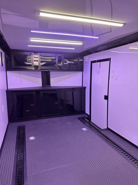 New 2027 8.5x28 Race Trailer - Finished Interior- 7000lb Spread Torsion - Recessed E-Track-Full Escape Door-Removable Fender
