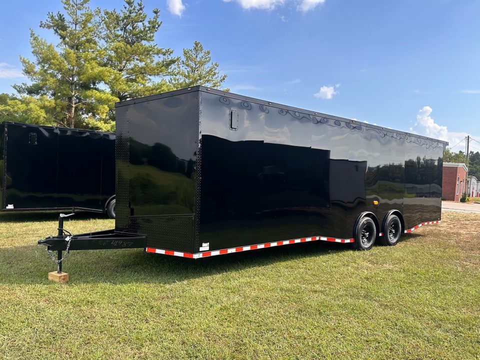 New 2027 8.5x28 Car Hauler 7000lb Spread Torsion - Black poly-blackout- Enclosed Car Hauler