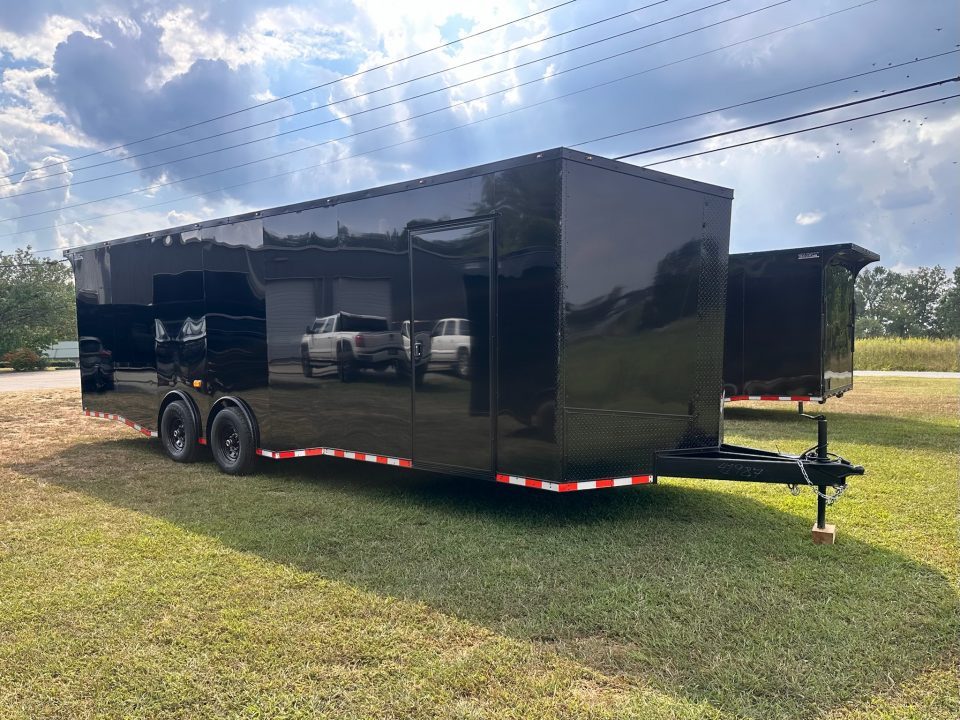 New 2027 8.5x28 Car Hauler 7000lb Spread Torsion - Black poly-blackout- Enclosed Car Hauler