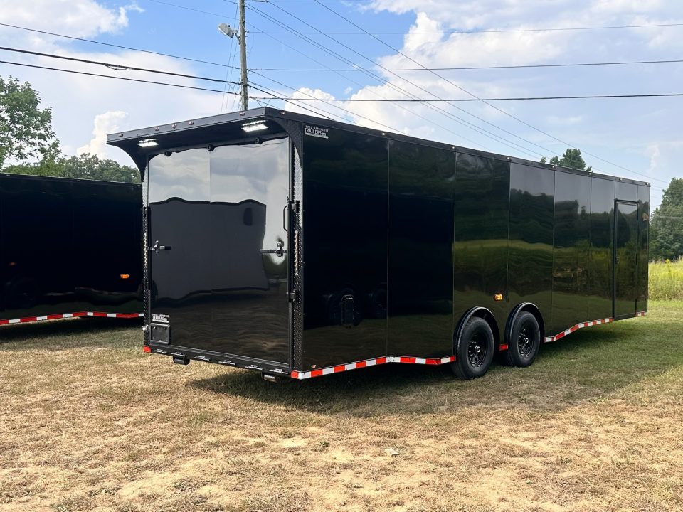 New 2027 8.5x28 Car Hauler 7000lb Spread Torsion - Black poly-blackout- Enclosed Car Hauler