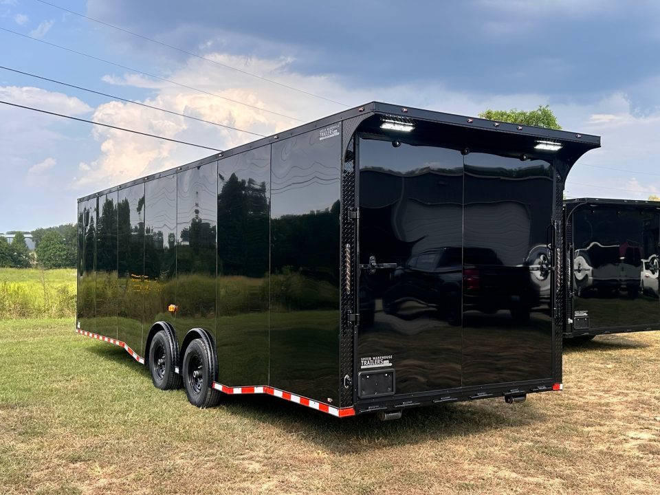 New 2027 8.5x28 Car Hauler 7000lb Spread Torsion - Black poly-blackout- Enclosed Car Hauler
