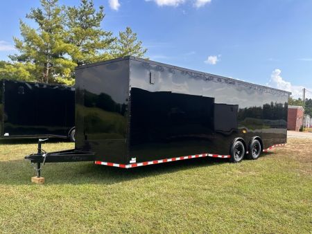 New 2027 8.5x28 Car Hauler 7000lb Spread Torsion - Black poly-blackout- Enclosed Car Hauler