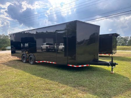 New 2027 8.5x28 Car Hauler 7000lb Spread Torsion - Black poly-blackout- Enclosed Car Hauler