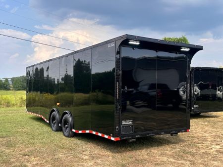 New 2027 8.5x28 Car Hauler 7000lb Spread Torsion - Black poly-blackout- Enclosed Car Hauler