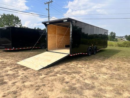 New 2027 8.5x28 Car Hauler 7000lb Spread Torsion - Black poly-blackout- Enclosed Car Hauler