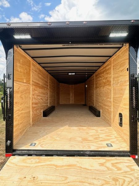 New 2027 8.5x28 Car Hauler 7000lb Spread Torsion - Black poly-blackout- Enclosed Car Hauler