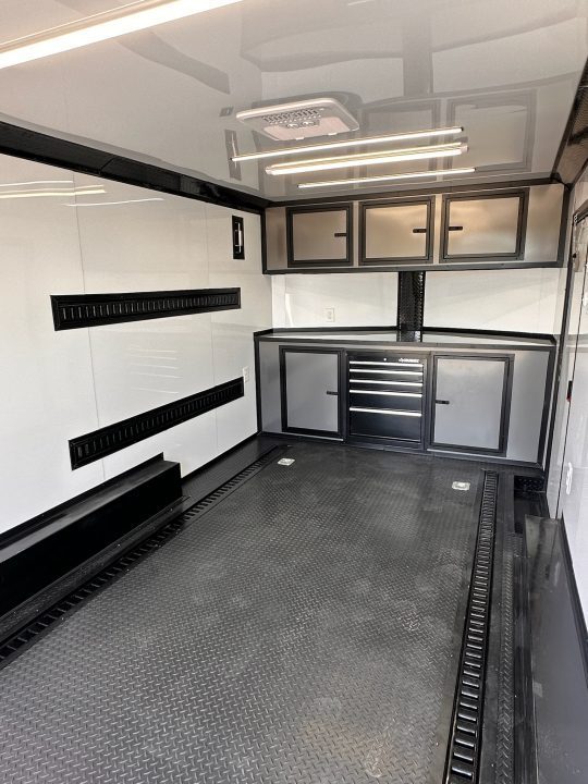New 2027 8.5x16 Race Trailer-Finsihed Interior-5200LB Torsion Axle -E-TRACK-A/C- Tool Box-Barlock-Car/Race Trailer