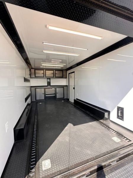New 2027 8.5x16 Race Trailer-Finsihed Interior-5200LB Torsion Axle -E-TRACK-A/C- Tool Box-Barlock-Car/Race Trailer