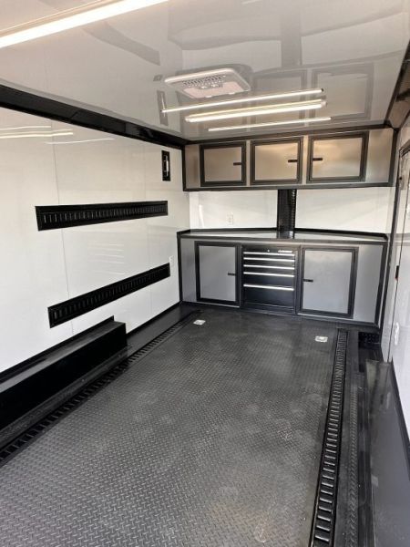 New 2027 8.5x16 Race Trailer-Finsihed Interior-5200LB Torsion Axle -E-TRACK-A/C- Tool Box-Barlock-Car/Race Trailer