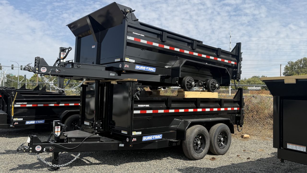 New 2027 Sure-Trac 7 x 12 HD Low Profile Telescoping dump 14K Dump Trailer