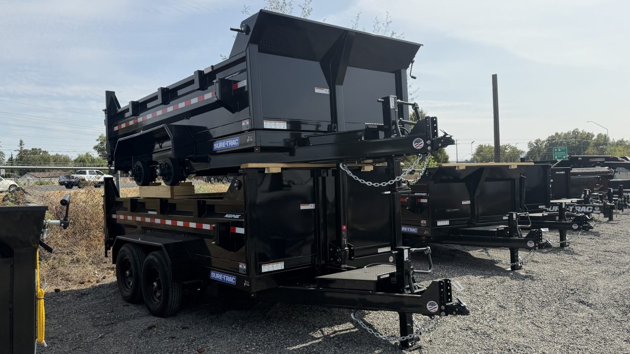 New 2027 Sure-Trac 7 x 12 HD Low Profile Scissor Dump 14K Dump Trailer