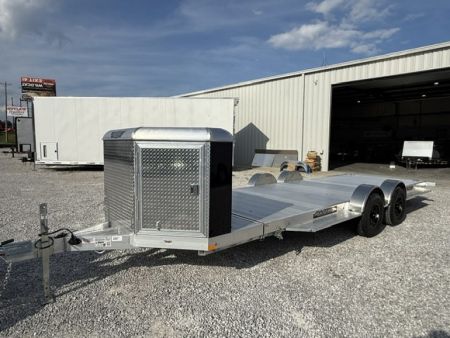 New Aluma 8220 Heavy XL Tilt Tandem Trailer with Electric Brakes, Recessed Tie Downs, and Cargo Box Black