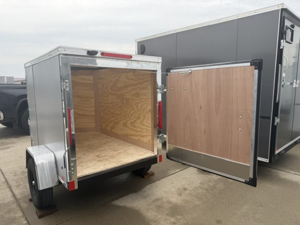 New 2026 Cross Silver 4'x6' 3k Beta Flat Top V-Nose Enclosed Cargo Trailer
