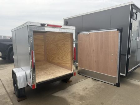 New 2026 Cross Silver 4'x6' 3k Beta Flat Top V-Nose Enclosed Cargo Trailer