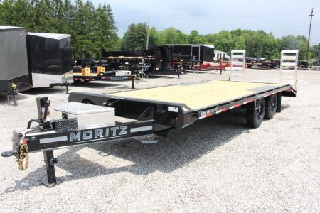 New 2027 Moritz 8' 6  x 18' + 4' Deckover Flatbed w/ Beavertail - Aluminum Ramps - 14,000# GVW