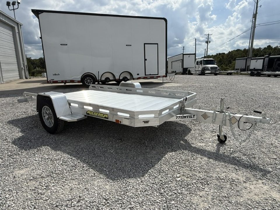 New Aluma 7712 Heavy Tilt Single Axle Utility Trailer Slotted