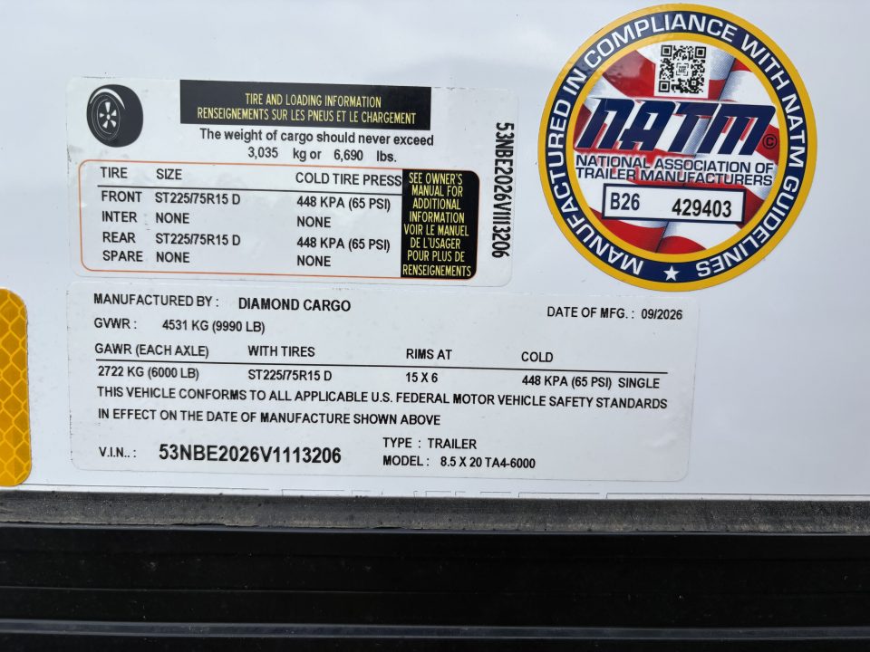 New 2027 Diamond Cargo 8.5X20 Cargo / Enclosed Trailer