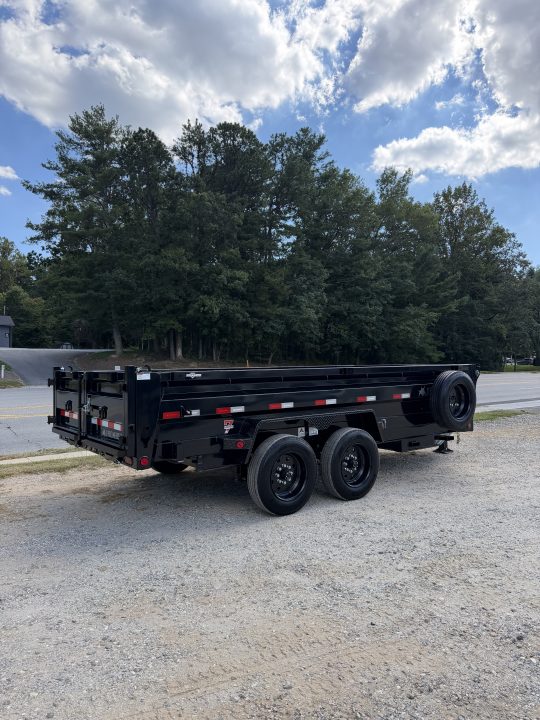 New 2027 Iron Bull Dump Trailer / DTB Series / 83" Wide x 16' Long / Scissor Hoist / Aluminum Ramps / Tarp / 24" High Sides / 2- 8,000# Electric Brake Axles / 17.5" Tires & Wheels / Matching Spare Tire & Wheel / HYD Jack / Fork Holders