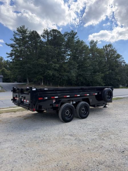 New 2027 Iron Bull Dump Trailer / DTB Series / 83" Wide x 16' Long / Scissor Hoist / Aluminum Ramps / Tarp / 24" High Sides / 2- 8,000# Electric Brake Axles / 17.5" Tires & Wheels / Matching Spare Tire & Wheel / HYD Jack / Fork Holders
