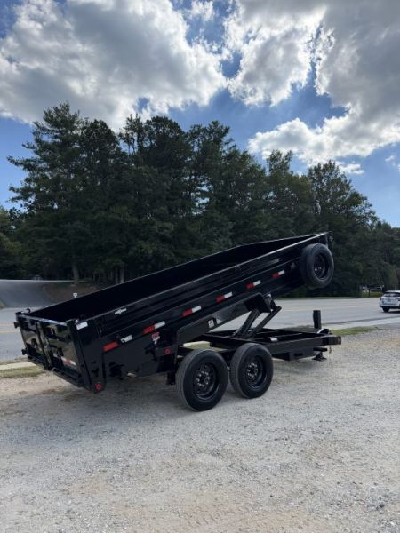 New 2027 Iron Bull Dump Trailer / DTB Series / 83" Wide x 16' Long / Scissor Hoist / Aluminum Ramps / Tarp / 24" High Sides / 2- 8,000# Electric Brake Axles / 17.5" Tires & Wheels / Matching Spare Tire & Wheel / HYD Jack / Fork Holders