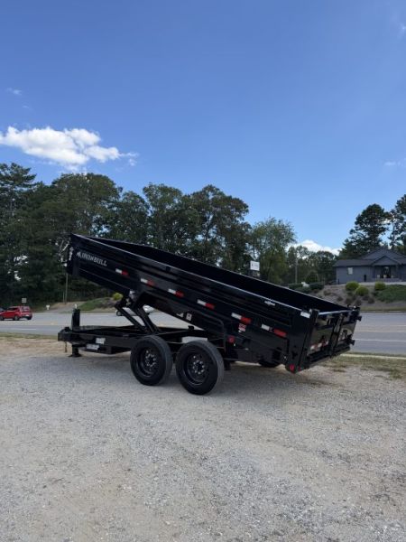 New 2027 Iron Bull Dump Trailer / DTB Series / 83" Wide x 16' Long / Scissor Hoist / Aluminum Ramps / Tarp / 24" High Sides / 2- 8,000# Electric Brake Axles / 17.5" Tires & Wheels / Matching Spare Tire & Wheel / HYD Jack / Fork Holders