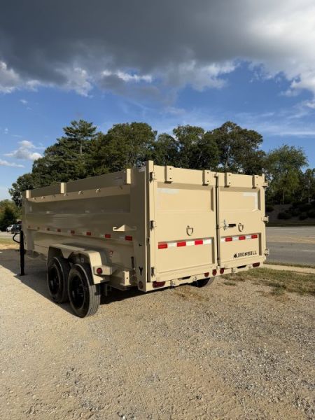 New 2027 Iron Bull Gooseneck Dump Trailer / 7x16/ Scissor Hoist / 48" High Sides / 2-8000# Axles / Tarp / Ramps / Desert Sand