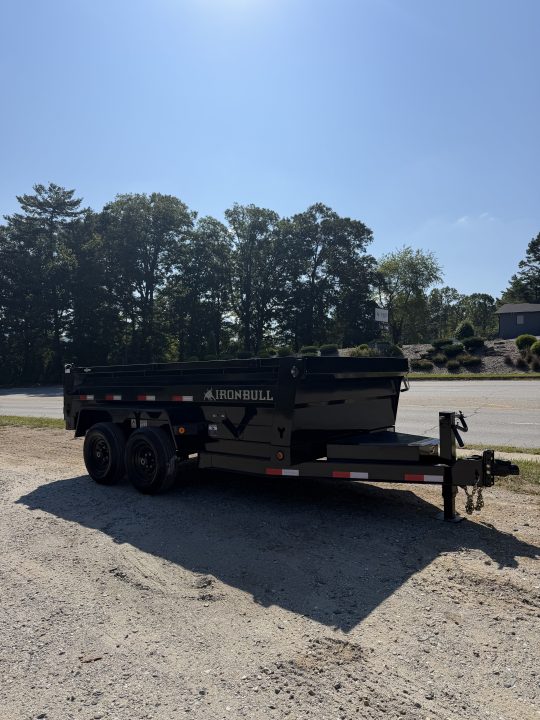New 2027 Iron Bull Dump Trailers / DTB Series / 72" Wide x 12' Long / Scissor Hoist / 2-5200 # Electric Brake Axles / 24" High Sides / Combo Rear Gate / Tarp System