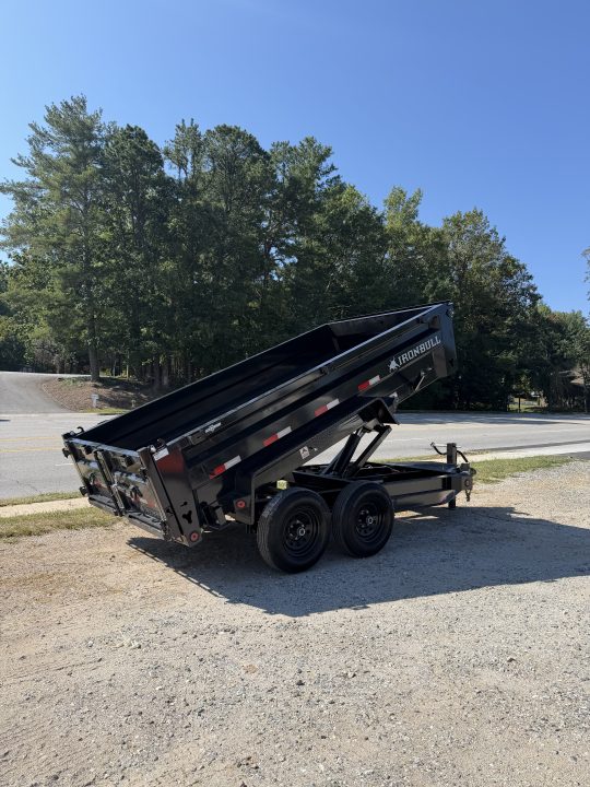 New 2027 Iron Bull Dump Trailers / DTB Series / 72" Wide x 12' Long / Scissor Hoist / 2-5200 # Electric Brake Axles / 24" High Sides / Combo Rear Gate / Tarp System