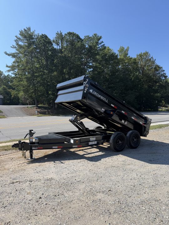 New 2027 Iron Bull Dump Trailers / DTB Series / 72" Wide x 12' Long / Scissor Hoist / 2-5200 # Electric Brake Axles / 24" High Sides / Combo Rear Gate / Tarp System