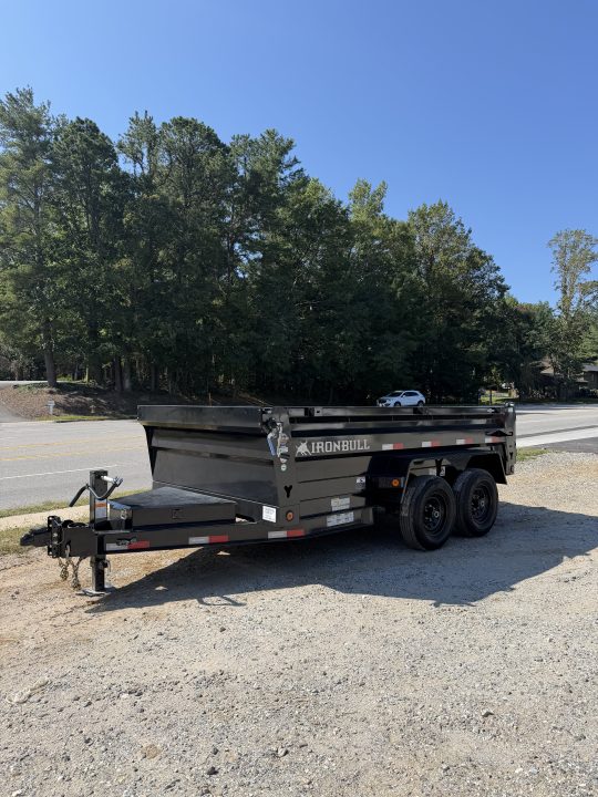 New 2027 Iron Bull Dump Trailers / DTB Series / 72" Wide x 12' Long / Scissor Hoist / 2-5200 # Electric Brake Axles / 24" High Sides / Combo Rear Gate / Tarp System