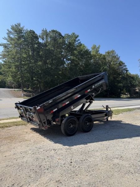 New 2027 Iron Bull Dump Trailers / DTB Series / 72" Wide x 12' Long / Scissor Hoist / 2-5200 # Electric Brake Axles / 24" High Sides / Combo Rear Gate / Tarp System