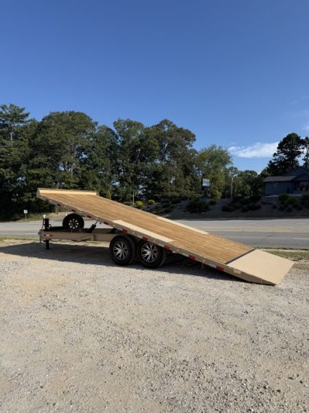 New 2027 Down 2 Earth Trailers DTE822DOTW7B / 102" WIDE X 22' LONG DECK OVER HYDRAULIC TILT / 2-7,000# ELECTRIC BRAKE AXLES / TAN COLOR / ALUMINUM WHEELS
