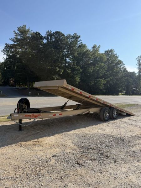New 2027 Down 2 Earth Trailers DTE822DOTW7B / 102" WIDE X 22' LONG DECK OVER HYDRAULIC TILT / 2-7,000# ELECTRIC BRAKE AXLES / TAN COLOR / ALUMINUM WHEELS