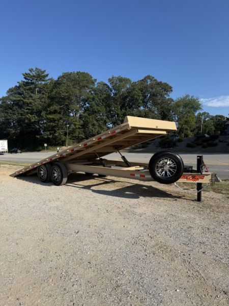 New 2027 Down 2 Earth Trailers DTE822DOTW7B / 102  WIDE X 22' LONG DECK OVER HYDRAULIC TILT / 2-7,000# ELECTRIC BRAKE AXLES / TAN COLOR / ALUMINUM WHEELS