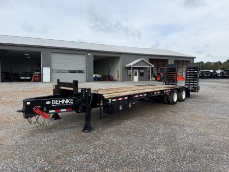 New 2027 Behnke 102 x31' 20 TON Pintle Hitch Tag Trailer *AIR RAMPS*