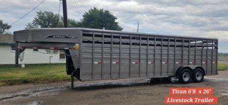 New 2026 Titan Trailer Standard 6'8 x 26' Stock Trailer