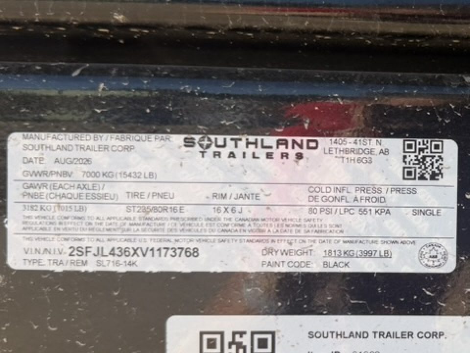 New 2027 Southland Trailers 7-16 Dump 7K Axles