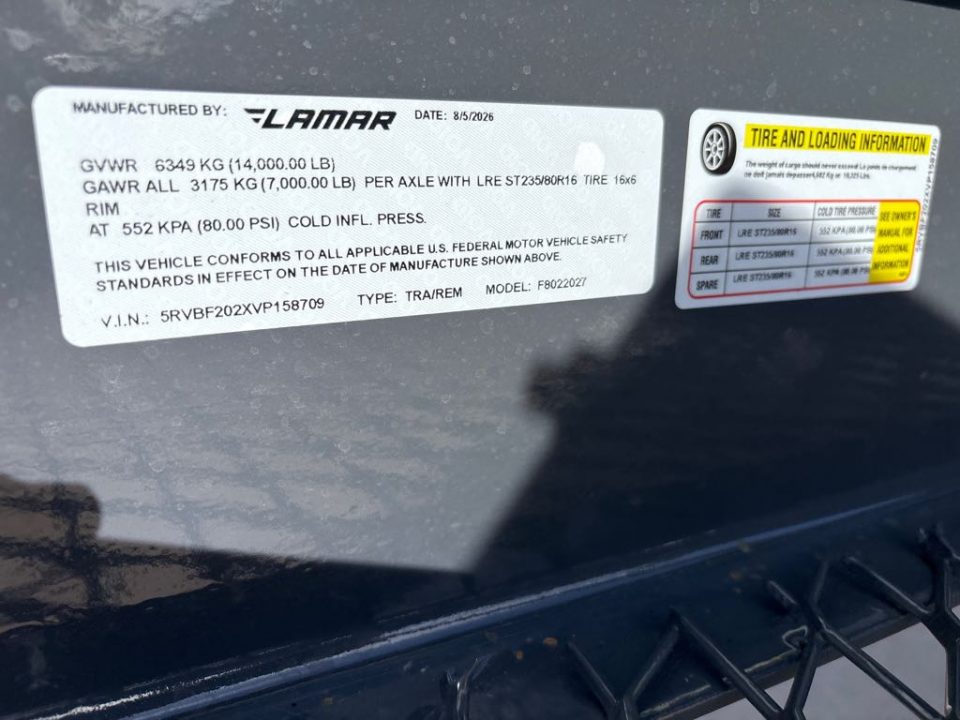 New 2027 Lamar Trailers F8022027 Utility Trailer