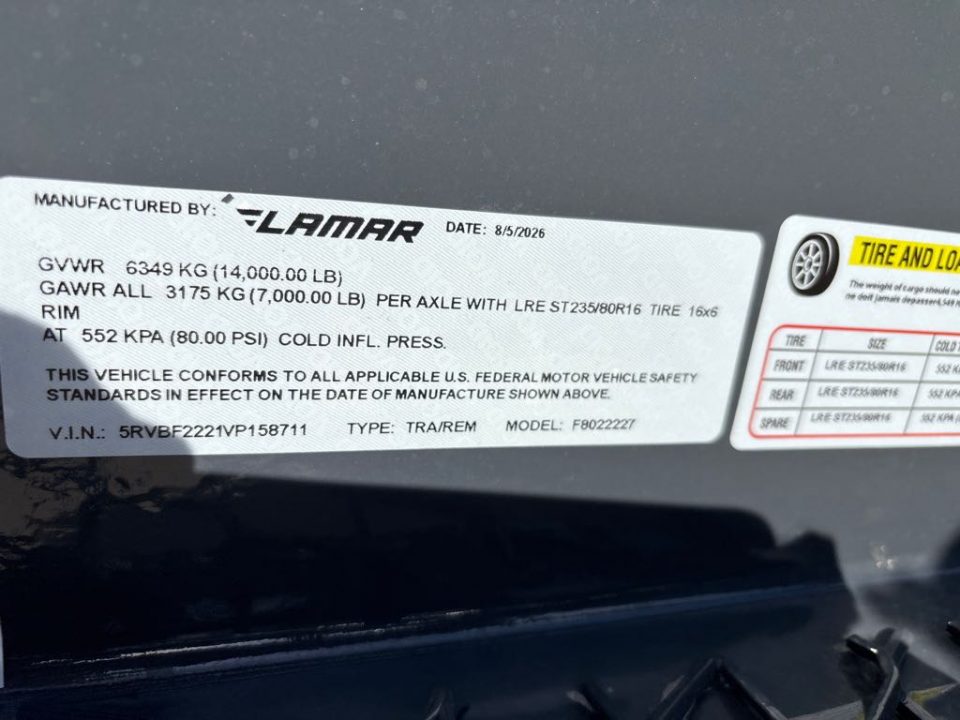 New 2027 Lamar Trailers F8022227 Utility Trailer