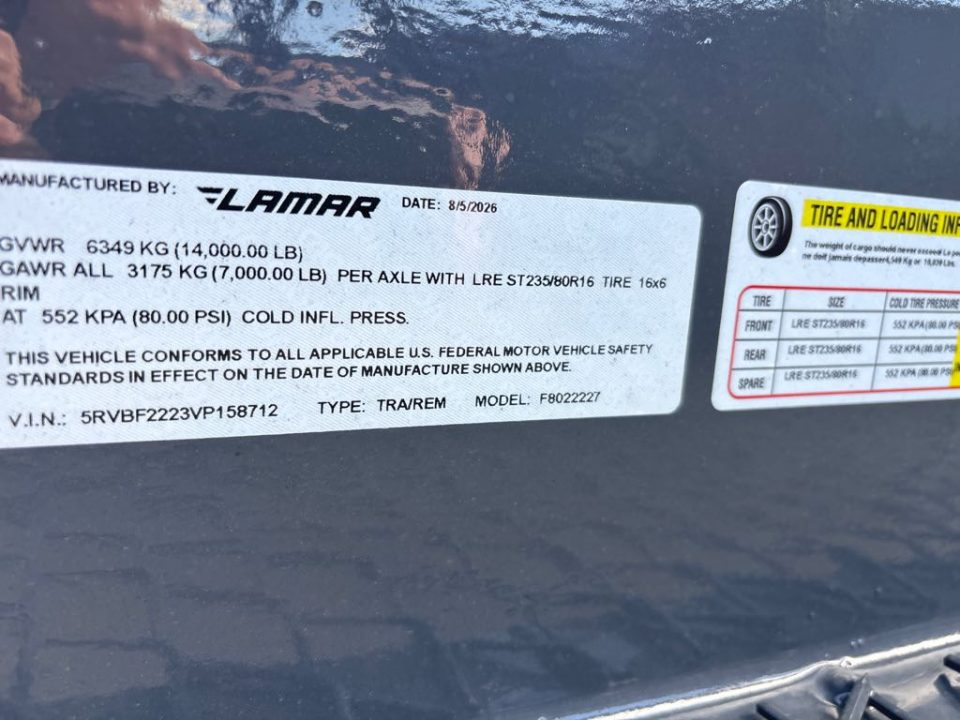 New 2027 Lamar Trailers F8022227 Utility Trailer