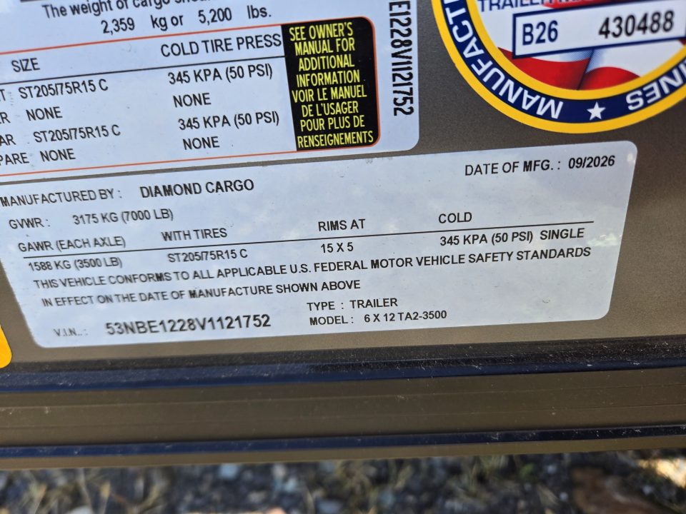 New 2027 Diamond Cargo 6X12TA Cargo / Enclosed Trailer