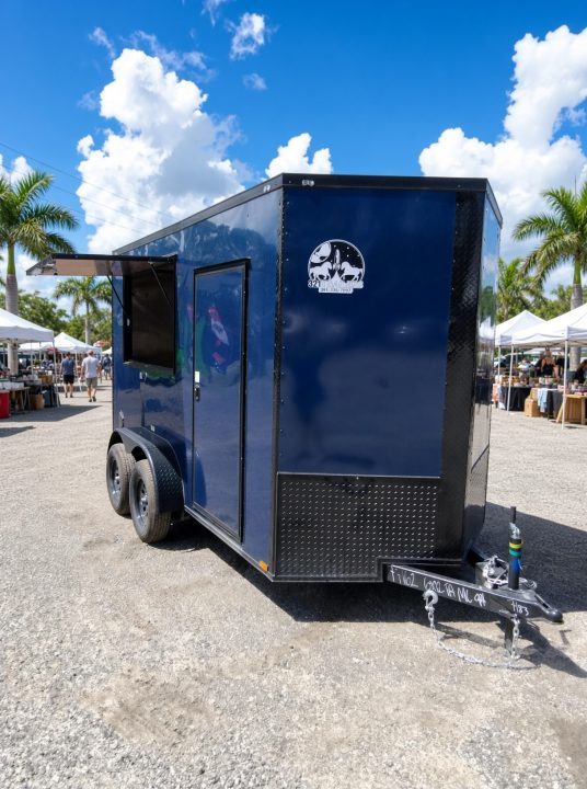 New 2027 Quality Cargo 6x12 Indigo Blue Concession Trailer | Blackout Package | AC | 9" Extra Height Concession