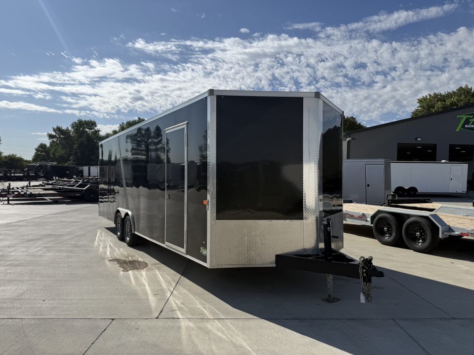Used USED 2025 AERO 8.5x24 + 2’V, 7’ TALL, WHITE Interior, QUALITY Enclosed Rear Ramp Car Hauler Cargo Trailer