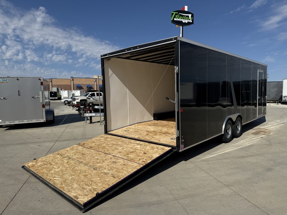 Used USED 2025 AERO 8.5x24 + 2’V, 7’ TALL, WHITE Interior, QUALITY Enclosed Rear Ramp Car Hauler Cargo Trailer