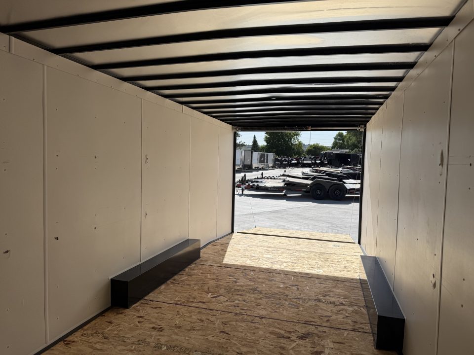 Used USED 2025 AERO 8.5x24 + 2’V, 7’ TALL, WHITE Interior, QUALITY Enclosed Rear Ramp Car Hauler Cargo Trailer