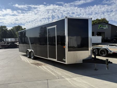 Used USED 2025 AERO 8.5x24 + 2’V, 7’ TALL, WHITE Interior, QUALITY Enclosed Rear Ramp Car Hauler Cargo Trailer