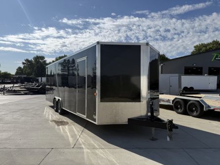 Used USED 2025 AERO 8.5x24 + 2’V, 7’ TALL, WHITE Interior, QUALITY Enclosed Rear Ramp Car Hauler Cargo Trailer