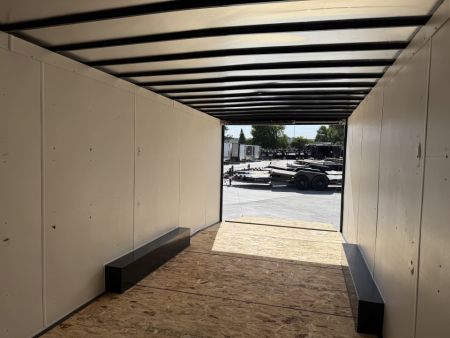 Used USED 2025 AERO 8.5x24 + 2’V, 7’ TALL, WHITE Interior, QUALITY Enclosed Rear Ramp Car Hauler Cargo Trailer