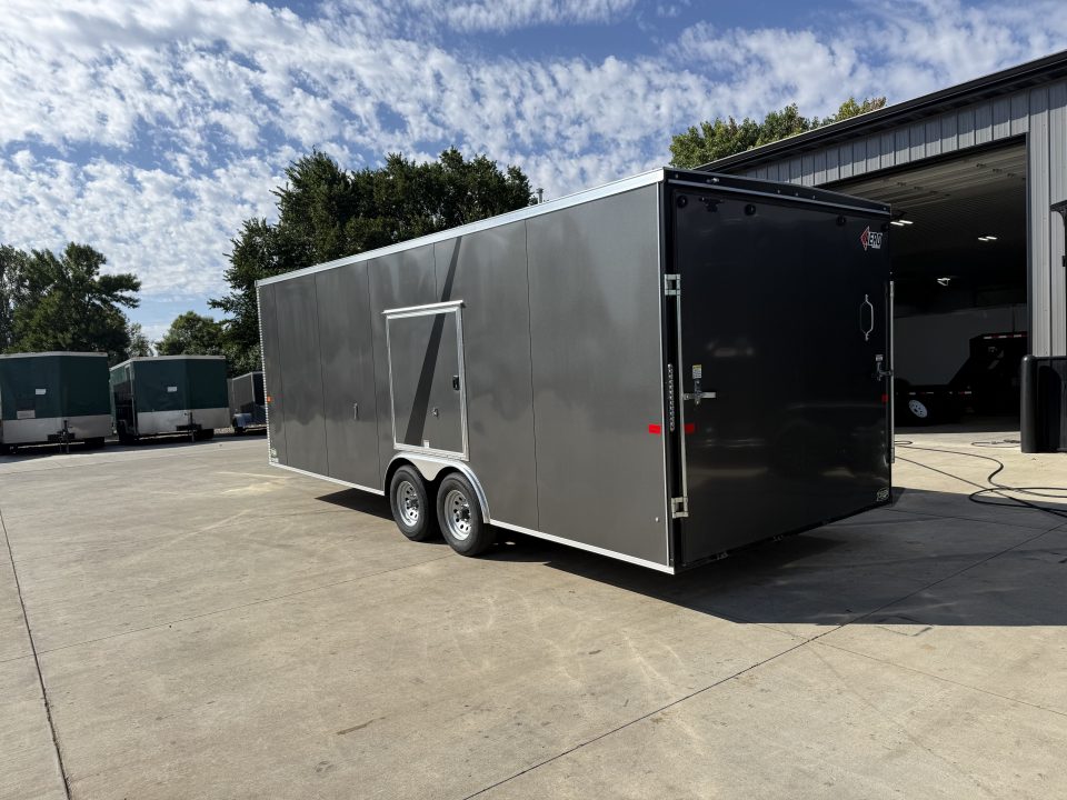 Used Like NEW 2024 AERO 8.5x22 +2’V, ESCAPE Door, 7’ TALL, WHITE Interior,  QUALITY Enclosed ESCAPE DOOR Car Hauler Cargo Trailer